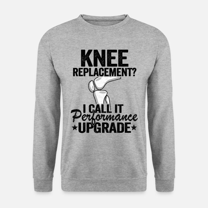 Knie OP Operation Geschenk Genesung Spruch Lustig - Unisex Pullover - Weißgrau meliert