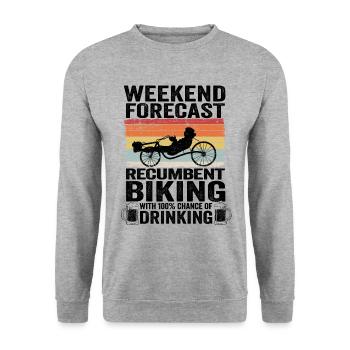 Liegefahrrad Bier Spruch Lustig Hobby Liegerad - Unisex Pullover - Weißgrau meliert - Vorne - Alina (178cm) & Michal (187cm)