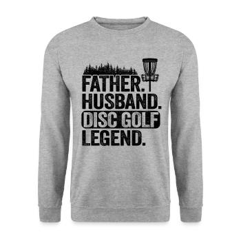 Père Mari Disc Golf Legend Cadeau Fête des Pères - Sweat-shirt Unisexe - gris chiné - Devant - Alina (178cm) & Michal (187cm)