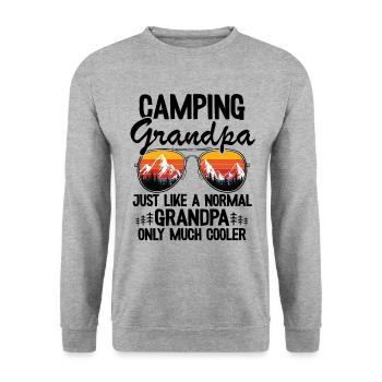 Camping Papy Campeur Grand-père Fête des Pères Caravane - Sweat-shirt Unisexe - gris chiné - Devant - Alina (178cm) & Michal (187cm)