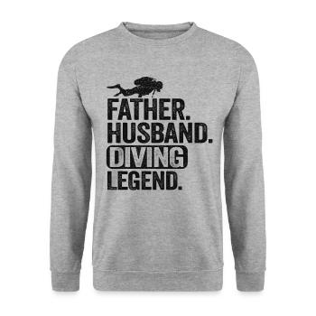 Father Husband Diving Legend Scuba Diving Dad Gift - Unisex Sweatshirt - salt & pepper - Front - Alina (178cm) & Michal (187cm)