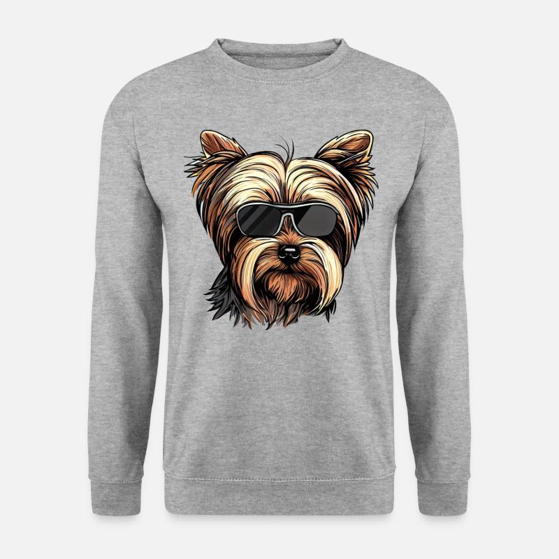 Shih Tzu trägt eine Brille - Unisex Pullover - Weißgrau meliert