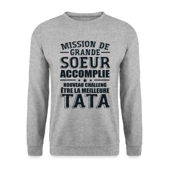 Mission De Grande Soeur Accomplie Nouveau Challeng - Sweat-shirt Unisexe - gris chiné - Devant - Alina (178cm) & Michal (187cm)