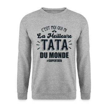 C'est moi qui ai la meilleure tata du monde - Sweat-shirt Unisexe - gris chiné - Devant - Alina (178cm) & Michal (187cm)