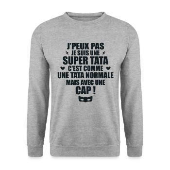 Une Super Tata - Tata Exceptionnelle - Sweat-shirt Unisexe - gris chiné - Devant - Alina (178cm) & Michal (187cm)