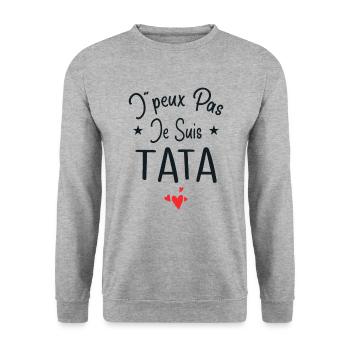 Tante / Tata / Marraine / Oncle / Nourrice / Bébé - Sweat-shirt Unisexe - gris chiné - Devant - Alina (178cm) & Michal (187cm)