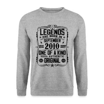 September 2010 Vintage Retro Birthday Gift - Unisex Sweatshirt - salt & pepper - Front - Alina (178cm) & Michal (187cm)