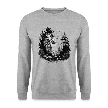Tree, Nature, Outdoor, Forest, Trees, Environmental Protection - Unisex Sweatshirt - salt & pepper - Front - Alina (178cm) & Michal (187cm)