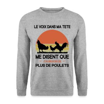 Papys Poules Humour Mamans Poules - Sweat-shirt Unisexe - gris chiné - Devant - Alina (178cm) & Michal (187cm)