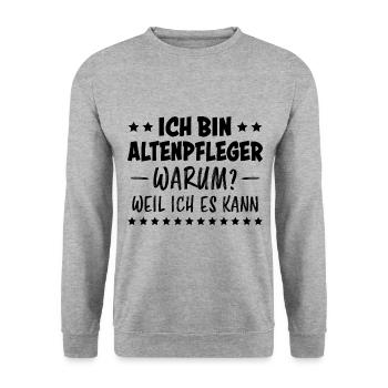 Altenpfleger Lustiger Spruch Altenpfleger Geschenk - Unisex Pullover - Weißgrau meliert - Vorne - Alina (178cm) & Michal (187cm)