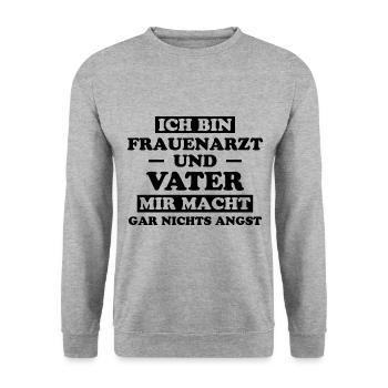 Frauenarzt Spruch Gynäkologe Frauenarzt Geschenk - Unisex Pullover - Weißgrau meliert - Vorne - Alina (178cm) & Michal (187cm)