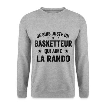 Fier d’être Basketteur et Passionné de Randonnée - Sweat-shirt Unisexe - gris chiné - Devant - Alina (178cm) & Michal (187cm)