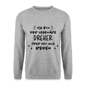 Dreher Fun Spruch Drehmaschinen Dreher Geschenk - Unisex Pullover - Weißgrau meliert - Vorne - Alina (178cm) & Michal (187cm)