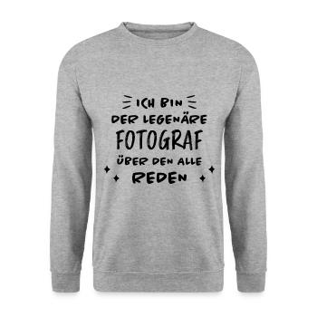 Fotograf Lustiger Spruch Beruf Fotografen Geschenk - Unisex Pullover - Weißgrau meliert - Vorne - Alina (178cm) & Michal (187cm)