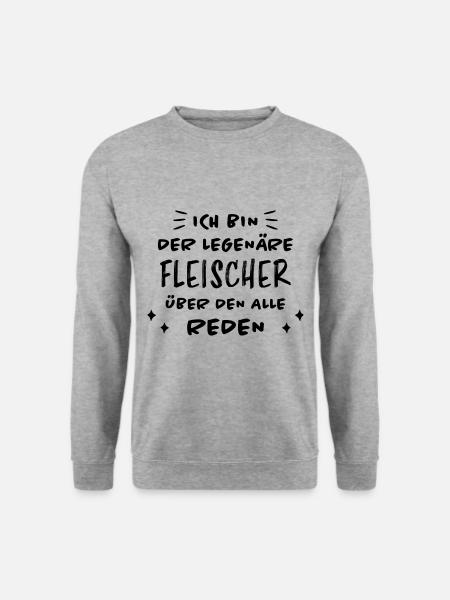 Fleischer Metzger Lustig Spruch Fleischer Geschenk - Unisex Pullover - Weißgrau meliert