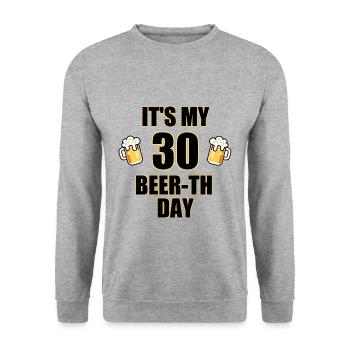 30. Geburtstag Geschenk - Unisex Pullover - Weißgrau meliert - Vorne - Alina (178cm) & Michal (187cm)