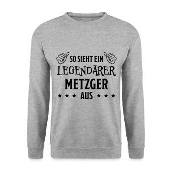Metzger Beruf Lustiger Spruch Fleischer Geschenk - Unisex Pullover - Weißgrau meliert - Vorne - Alina (178cm) & Michal (187cm)