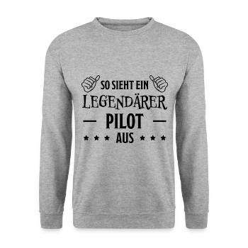 Pilot Lustige Spruch Flug Flugsport Pilot Geschenk - Unisex Pullover - Weißgrau meliert - Vorne - Alina (178cm) & Michal (187cm)