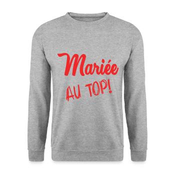 Junggesellinnenabschied. HOCHZEIT. TEAM BRAUT. ZUKÜNFTIGE BRAUT - Unisex Pullover - Weißgrau meliert - Vorne - Alina (178cm) & Michal (187cm)