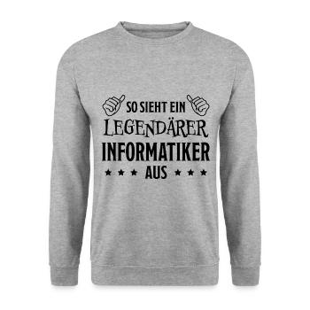 Informatiker Lustig Spruch Programmierer Geschenk - Unisex Pullover - Weißgrau meliert - Vorne - Alina (178cm) & Michal (187cm)