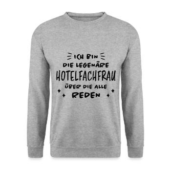 Hotelfachfrau Lustig Spruch Hotelfachfrau Geschenk - Unisex Pullover - Weißgrau meliert - Vorne - Alina (178cm) & Michal (187cm)