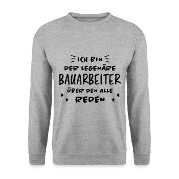 Bauarbeiter Lustiger Spruch Baustelle Job Geschenk - Unisex Pullover - Weißgrau meliert - Vorne - Alina (178cm) & Michal (187cm)