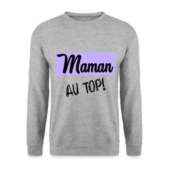 FÊTE DES MÈRES - Sweat-shirt Unisexe - gris chiné - Devant - Alina (178cm) & Michal (187cm)