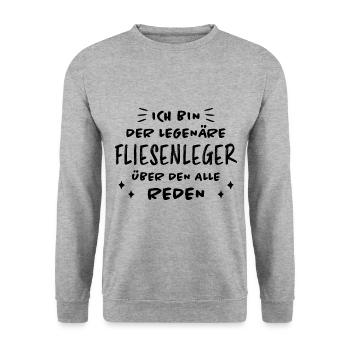 Fliesenleger Lustig Spruch Job Bodenleger Geschenk - Unisex Pullover - Weißgrau meliert - Vorne - Alina (178cm) & Michal (187cm)