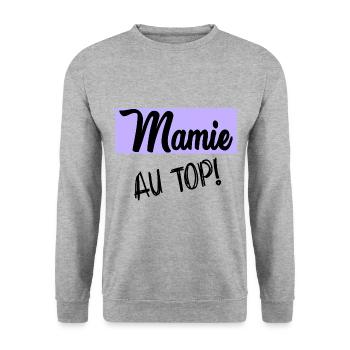 OMA. MUTTERTAG. ALLES GUTE ZUM OMA-TAG. ICH LIEBE DICH - Unisex Pullover - Weißgrau meliert - Vorne - Alina (178cm) & Michal (187cm)