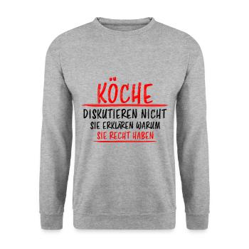 Koch Lustiger Spruch Beruf Gastronomie Geschenk - Unisex Pullover - Weißgrau meliert - Vorne - Alina (178cm) & Michal (187cm)