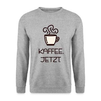 Kaffee jetzt Kaffeepause Trinken - Unisex Pullover - Weißgrau meliert - Vorne - Alina (178cm) & Michal (187cm)