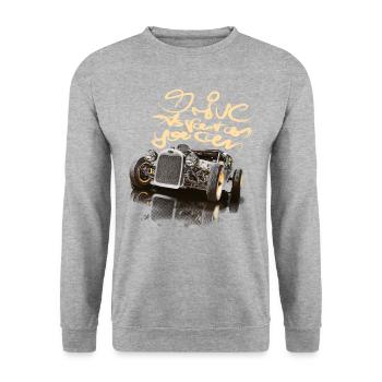 so schnell... hot rod rat-rod auto - Unisex Pullover - Weißgrau meliert - Vorne - Alina (178cm) & Michal (187cm)