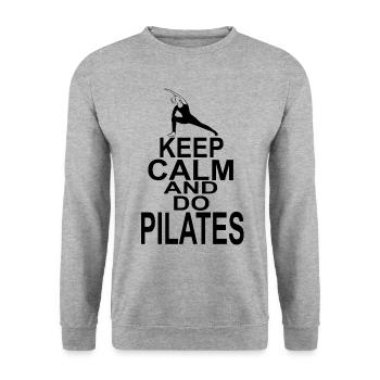 Gardez votre calme et faites du Pilates - Sweat-shirt Unisexe - gris chiné - Devant - Alina (178cm) & Michal (187cm)