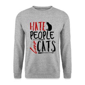 I hate cat people - Unisex Sweatshirt - salt & pepper - Front - Alina (178cm) & Michal (187cm)