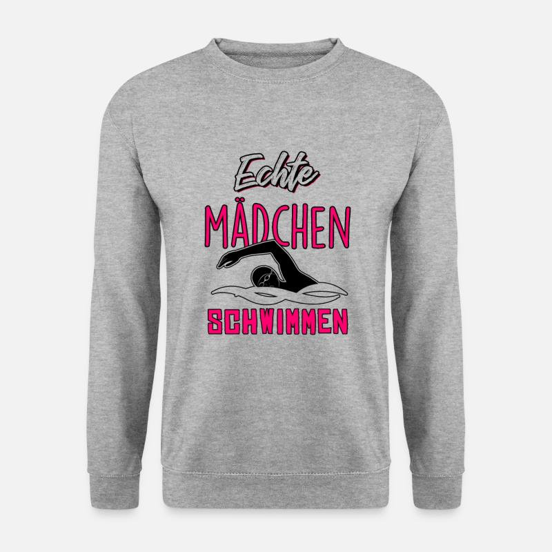 Echte Mädchen schwimmen - Unisex Pullover - Weißgrau meliert