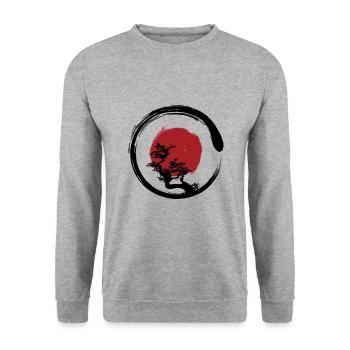 Cercle Zen Bonzai - Sweat-shirt Unisexe - gris chiné - Devant - Alina (178cm) & Michal (187cm)