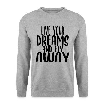 Motivationsspruch Leb deinen Traum - Unisex Pullover - Weißgrau meliert - Vorne - Alina (178cm) & Michal (187cm)