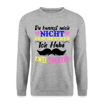 Vater von zwei Töchtern Papa Tochter Vatertag - Unisex Pullover - Weißgrau meliert - Vorne - Alina (178cm) & Michal (187cm)
