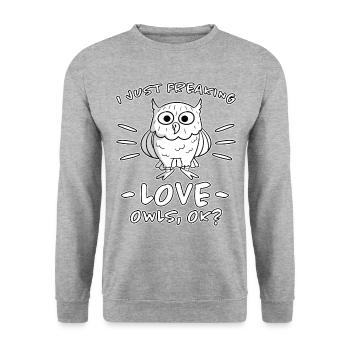 Owl Funny Saying Owl Bird Birds Gift - Unisex Sweatshirt - salt & pepper - Front - Alina (178cm) & Michal (187cm)