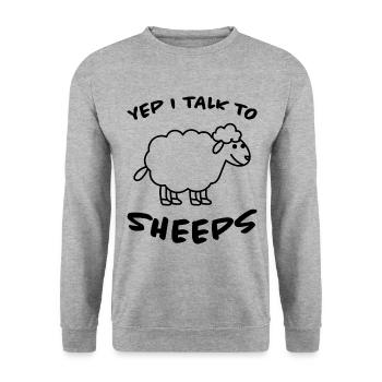 Sheep Funny Saying Sheep Lamb Farmer Gift - Unisex Sweatshirt - salt & pepper - Front - Alina (178cm) & Michal (187cm)