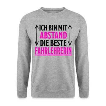 Fahrlehrerin Fahrschullehrerin Fun Spruch Geschenk - Unisex Pullover - Weißgrau meliert - Vorne - Alina (178cm) & Michal (187cm)
