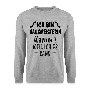 Hausmeisterin Lustiger Spruch Geschenk - Unisex Pullover - Weißgrau meliert - Vorne - Alina (178cm) & Michal (187cm)
