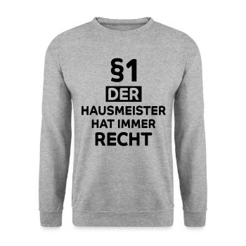 Hausmeister Lustiger Spruch Hausverwalter Geschenk - Unisex Pullover - Weißgrau meliert - Vorne - Alina (178cm) & Michal (187cm)