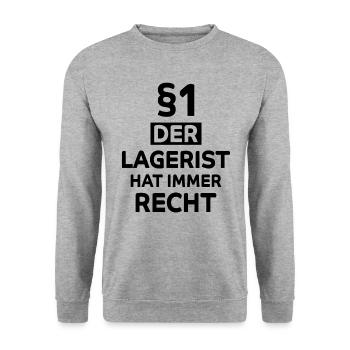 Lagerist Spruch Logistiker Stablerfahrer Geschenk - Unisex Pullover - Weißgrau meliert - Vorne - Alina (178cm) & Michal (187cm)