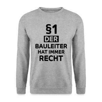 Bauleiter Beruf Lustiger Spruch Baustelle Geschenk - Unisex Pullover - Weißgrau meliert - Vorne - Alina (178cm) & Michal (187cm)