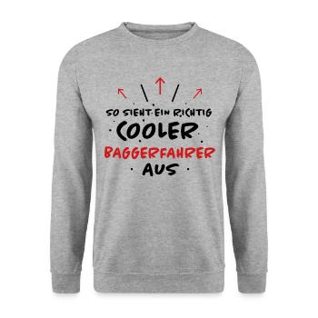 Baggerfahrer Beruf Lustiger Spruch Bagger Geschenk - Unisex Pullover - Weißgrau meliert - Vorne - Alina (178cm) & Michal (187cm)