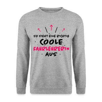 Fahrlehrerin Fahrschullehrerin Fun Spruch Geschenk - Unisex Pullover - Weißgrau meliert - Vorne - Alina (178cm) & Michal (187cm)