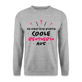 Rentnerin Lustig Spruch Ruhestand Rente Geschenk - Unisex Pullover - Weißgrau meliert - Vorne - Alina (178cm) & Michal (187cm)