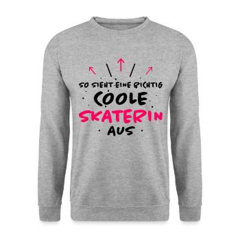 Skaterin Lustiger Spruch Skating Sprüche Geschenk - Unisex Pullover - Weißgrau meliert - Vorne - Alina (178cm) & Michal (187cm)