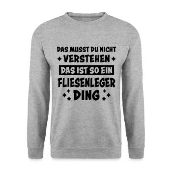 Fliesenleger Lustig Spruch Job Bodenleger Geschenk - Unisex Pullover - Weißgrau meliert - Vorne - Alina (178cm) & Michal (187cm)